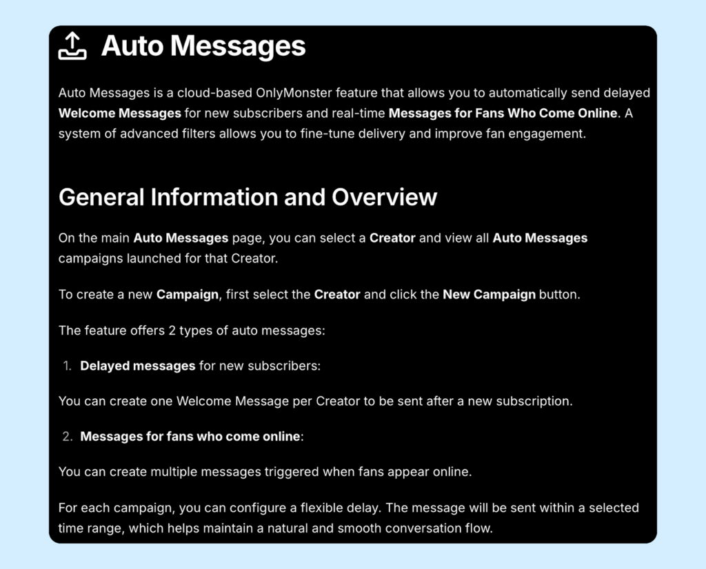 Автоматические сообщения на OnlyFans: зачем они нужны, как работают и какие есть виды
